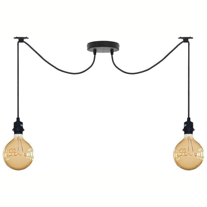 Black 2-Way Industrial Spider Chandelier | Adjustable Pendant Ceiling Light ~6214
