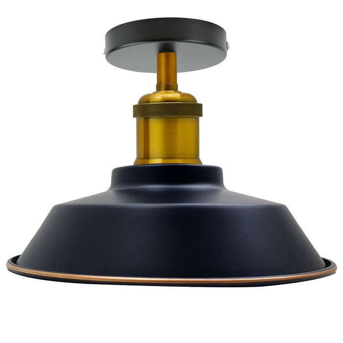 Black gold line Modern Industrial Semi Flush Mount Metal pendant ceiling light~1930