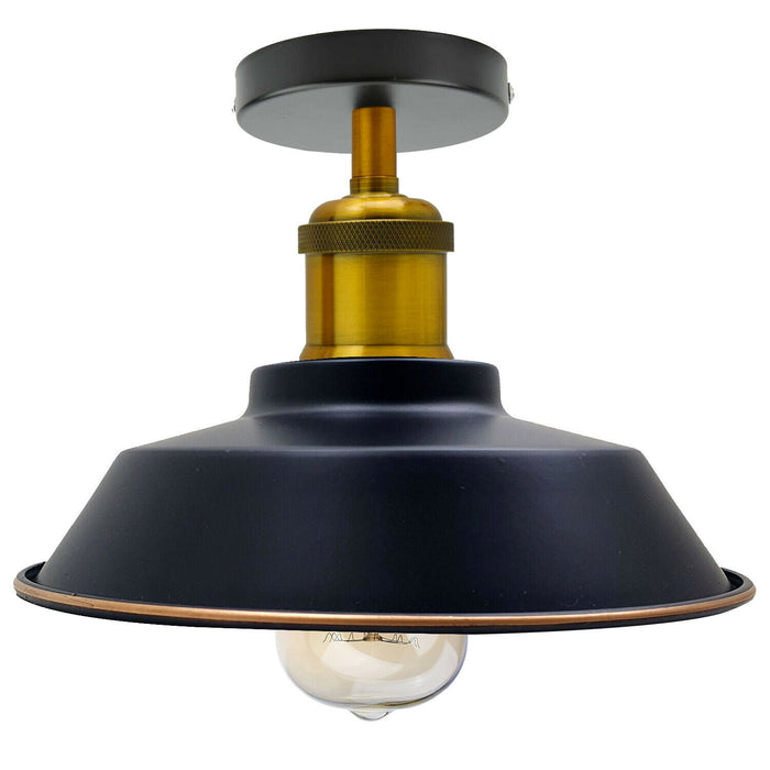 Black gold line Modern Industrial Semi Flush Mount Metal pendant ceiling light~1930