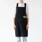 Black Linen Crossback Apron - Linen Tales