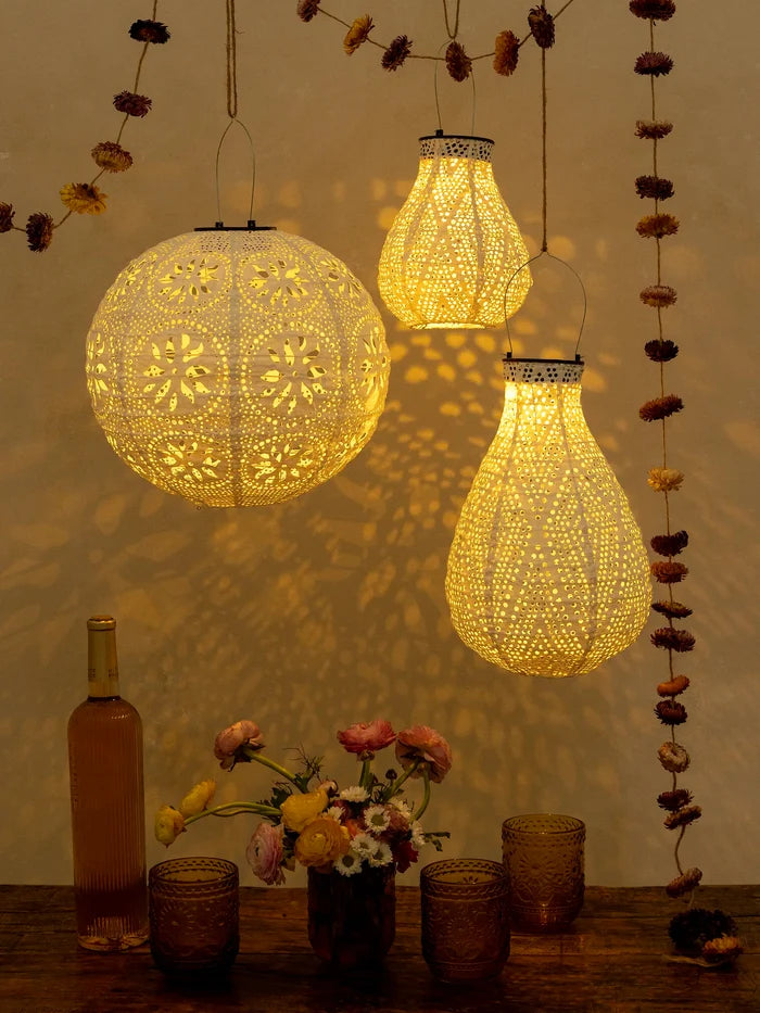Boho Lace Solar Lantern - Large Round-view 2