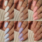 BonBon Collection Set C swatch grid of all 6 pastel shades on a light skin tone