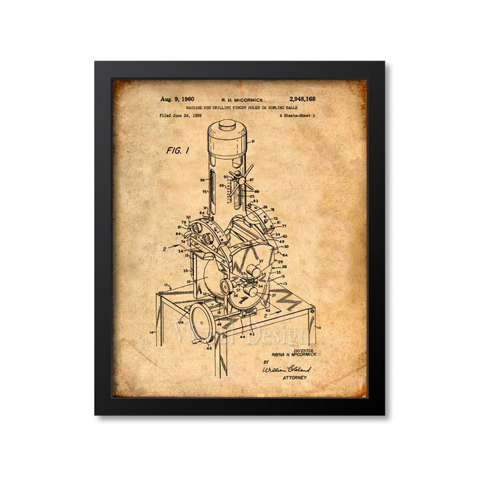 Bowling Ball Drill For Finger Holes, Bowling Patent Print