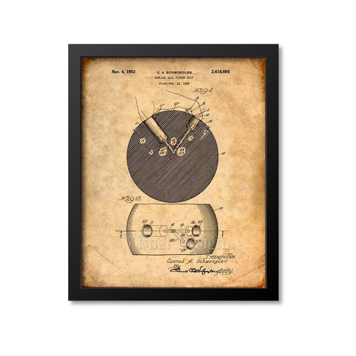 Bowling Ball Finger Grip, Bowling Patent Print