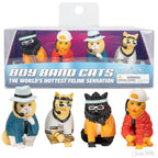 The Boy Band Cats vinyl figures showcase charming toy cats decked out as beloved boy band members, complete with trendy outfits and accessories. Each Hiss2Purr is beautifully packaged and display-ready, bringing a playful touch to any collection.