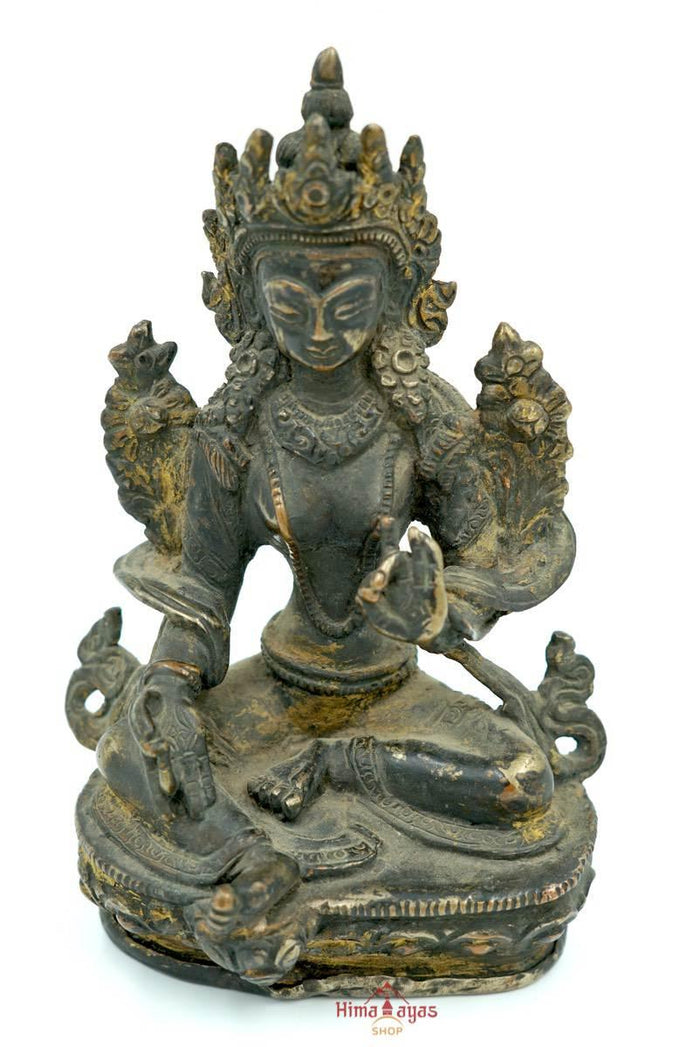 Brass Metal Green Tara Statue - Himalayas Shop