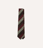 Brown, Red and Ecru Block Stripe Hand Rolled Silk Grenadine Tie