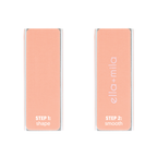 Two peach nail buffer blocks, step 1 shape and step 2 smooth