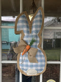 Blue & White Small Check with Carrot Detail (Vertical)