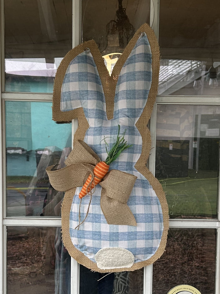Blue & White Small Check with Carrot Detail (Vertical)