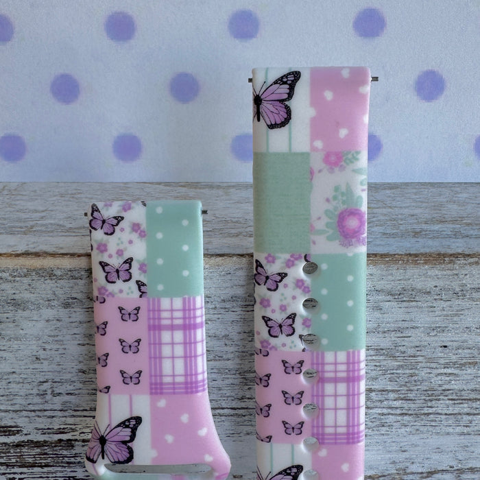 Butterfly Quilt Print Silicone Band For Fitbit Versa 1/2