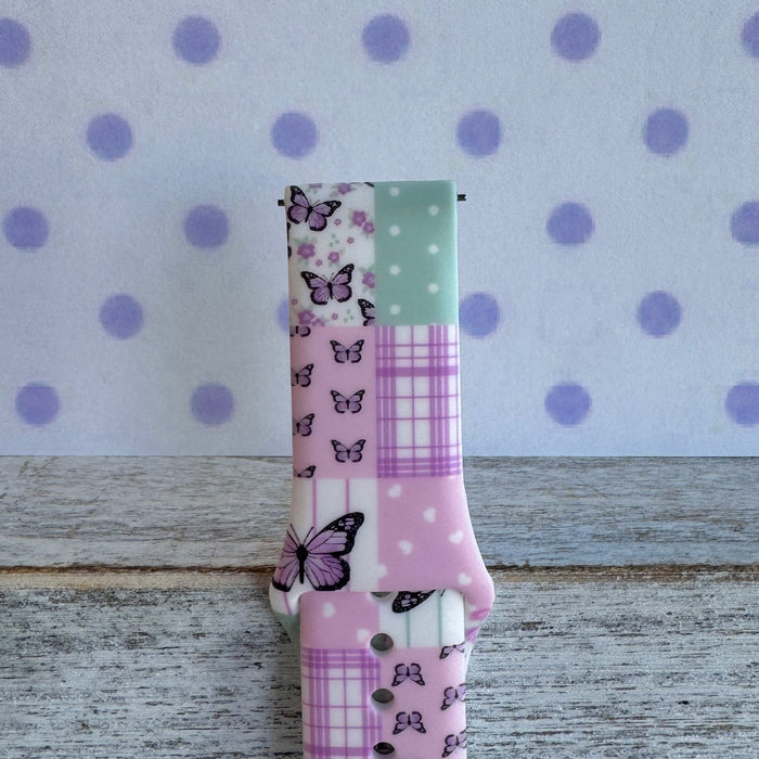 Butterfly Quilt Print Silicone Band For Fitbit Versa 1/2