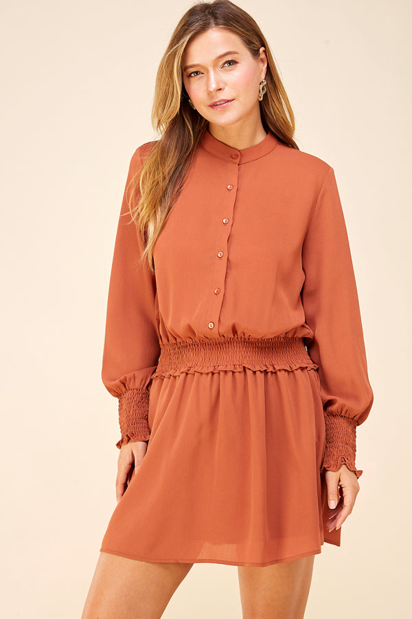 Button Down Long Sleeve Dress