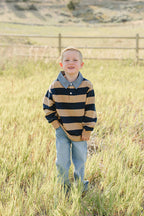 Camel & Navy Striped Collar Shirt