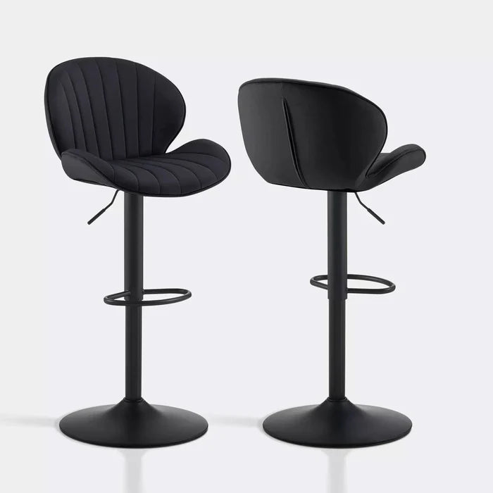 Caryol Velvet Bar Stool [Height Adjustable][Set of 2]