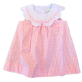 Charlotte Scalloped Dress - Pink Check