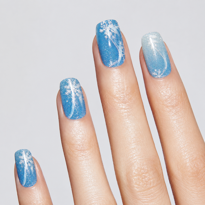 Christmas Blue Snowflake Glitter Gel Nail Stickers