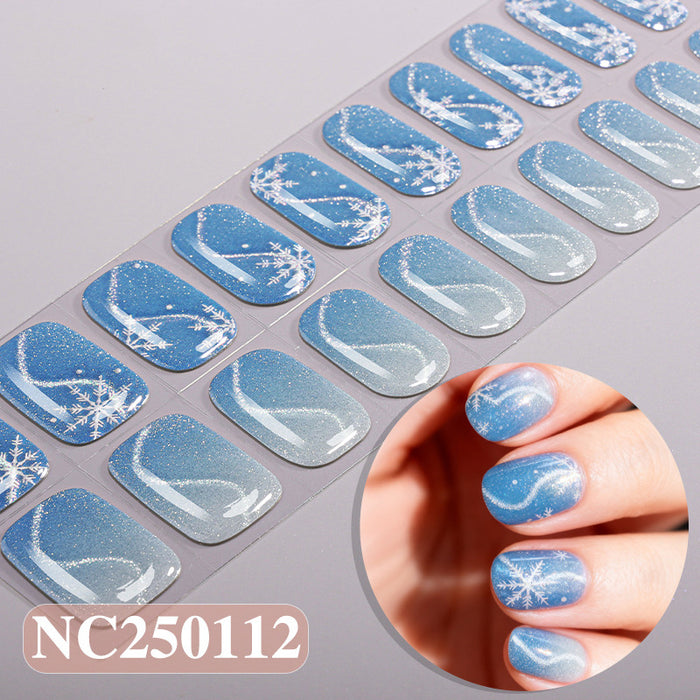 Christmas Blue Snowflake Glitter Gel Nail Stickers