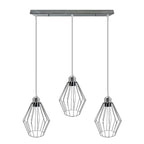Chrome 3 Head Rectangle ceiling lamp with wire cage~4210