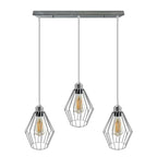 Chrome 3 Head Rectangle ceiling lamp with wire cage~4210