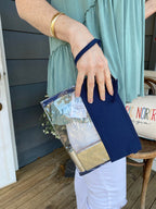 Half Fabric Trim Wristlet Only / Navy
