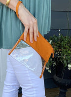 Half Fabric Trim Wristlet Only / Orange