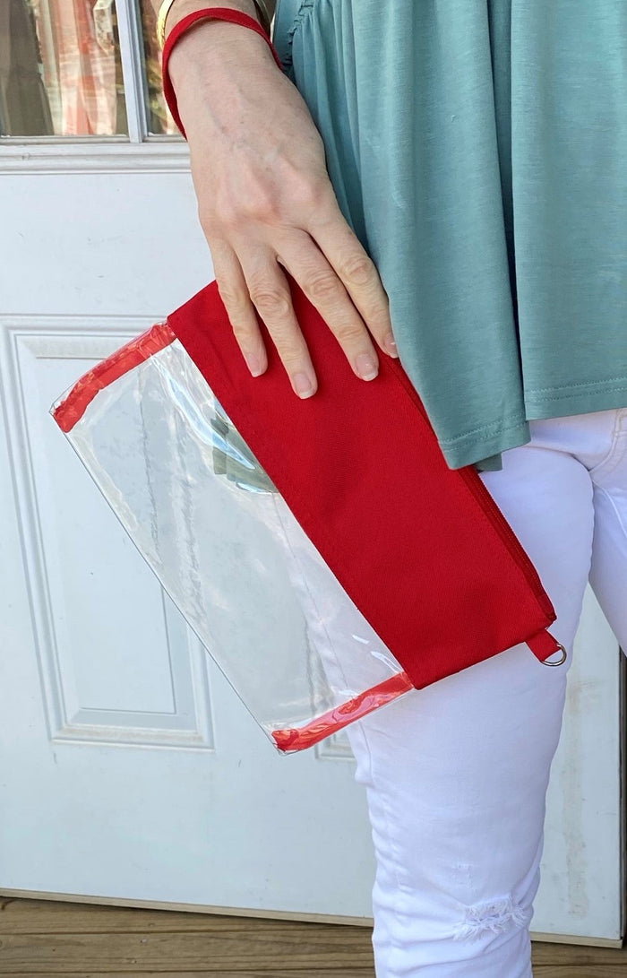 Half Fabric Trim Wristlet Only / Red