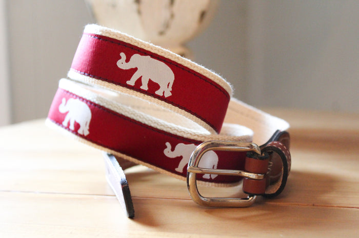 Collegiate Licensed Ribbon Webbed Leather Belts