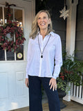 Discover effortless style and comfort with the Connie slim silky button down shirt. Crafted for a tailored fit, this white shirt is buttery soft and wrinkle-resistant for a polished look all day long. With a curved, hip-length hem that tails longer in the back, this versatile shirt can be worn in a variety of ways. Discover your new weekend favorite with the Connie slim silky button down shirt.  4-way stretch  Wrinkle Resistant Slim fit Material: 75% Nylon / 25% Elastane