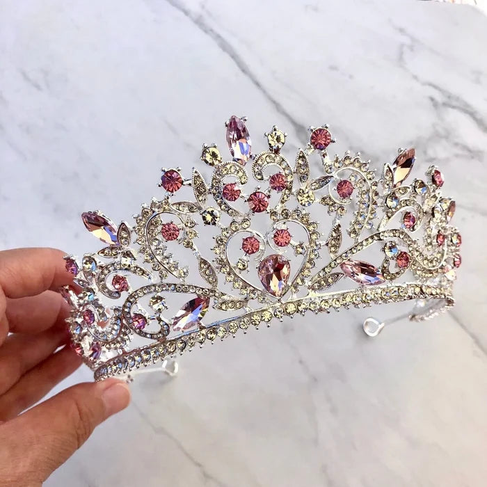 Wedding Hair Accessories - Pink Crystal Bridal Tiara