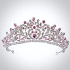 Wedding Hair Accessories - Pink Crystal Bridal Tiara - Coral