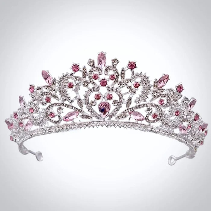 Wedding Hair Accessories - Pink Crystal Bridal Tiara - Coral