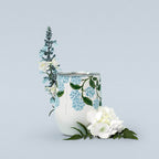Corkcicle Classic Stemless - 12oz white with blue hydrangeas