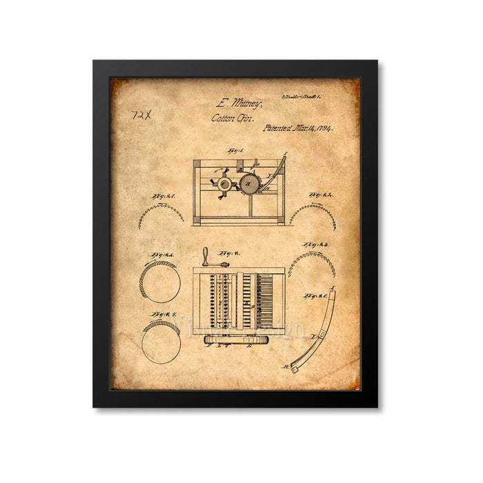 Cotton Gin Patent Print
