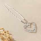 Crystal Heart U Pin - Silver - Set of 1