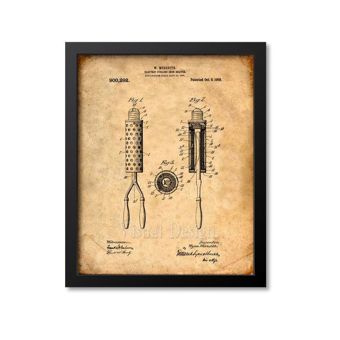 Curling Iron Patent Print