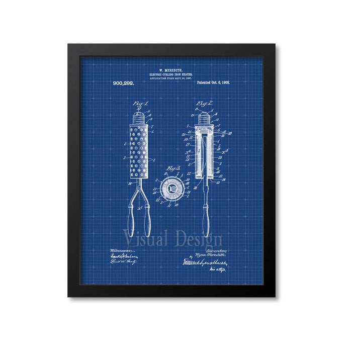 Curling Iron Patent Print