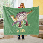 Custom Name Fleece Blanket Dinosaur IV02