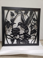 Decorative Garden Metal Panel - Solid Leaf Hummingbird2