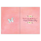 Pink Mother's Day card with butterfly and floral design on a white background