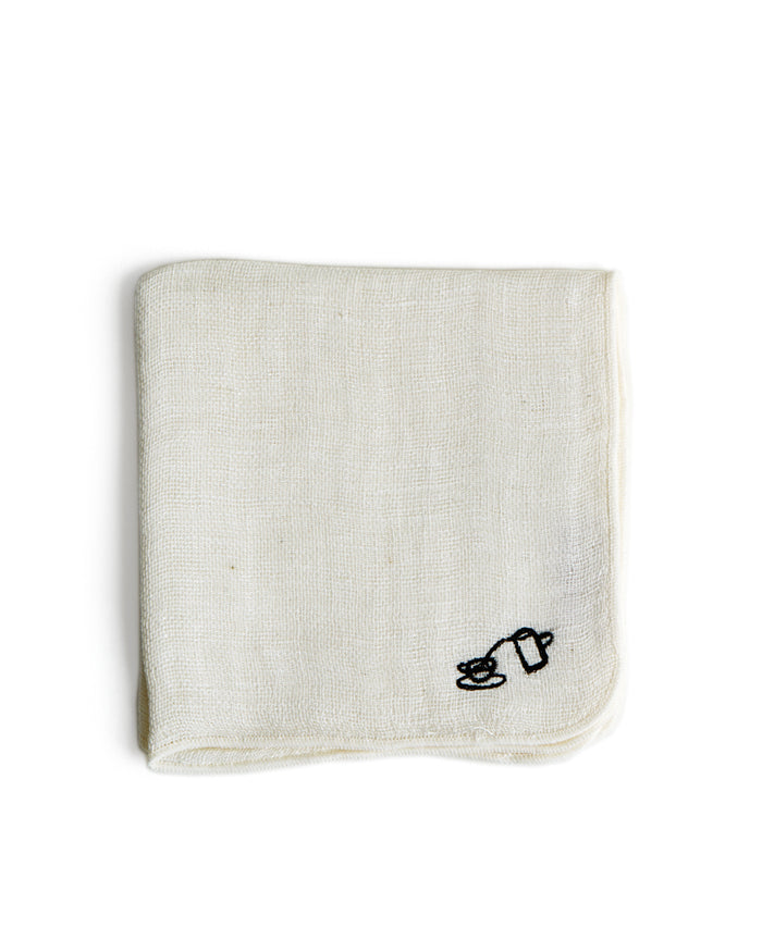 Embroidered Handkerchief Cloth - Coffee