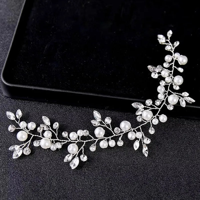 Wedding Hair Accessories - Pearl and Crystal Bridal Short Hair Vine
