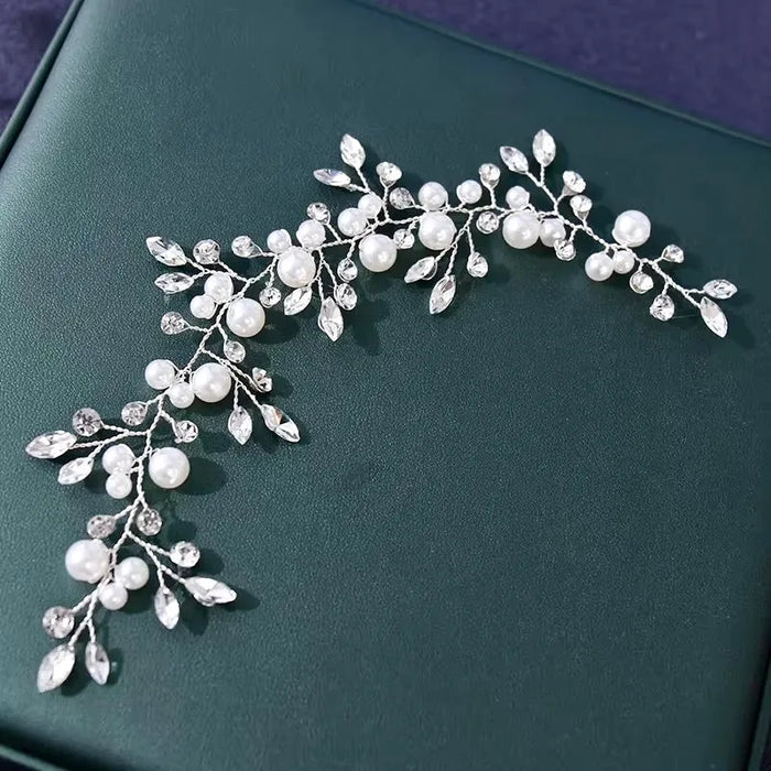 Wedding Hair Accessories - Pearl and Crystal Bridal Short Hair Vine