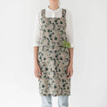 Eucalyptus on Natural Linen Crossback Apron - Linen Tales