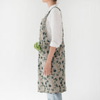 Eucalyptus on Natural Linen Crossback Apron - Linen Tales Global