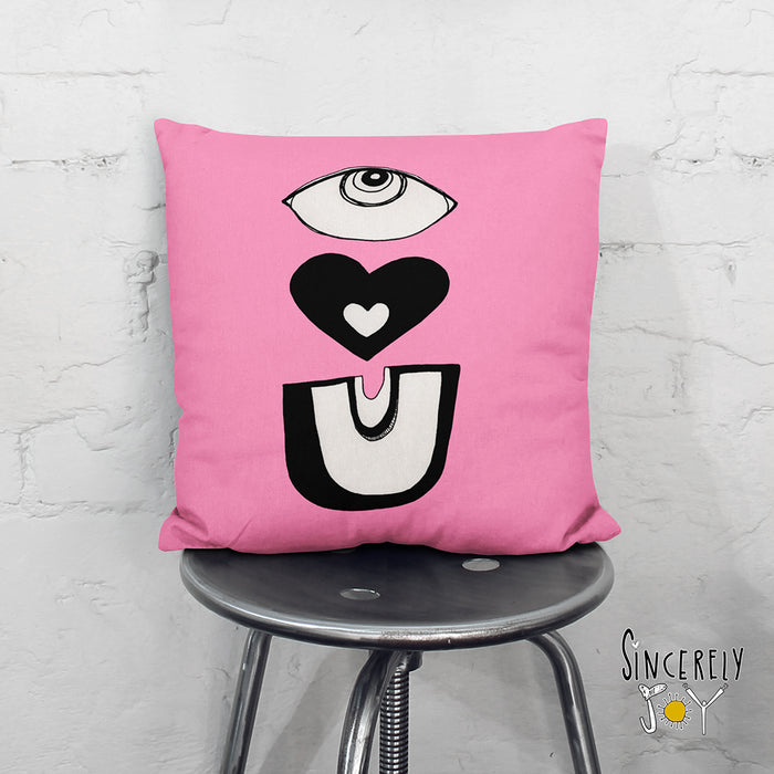 'EYE LOVE YOU' Throw Pillow Pink — C. Cambrea, Sincerely Joy
