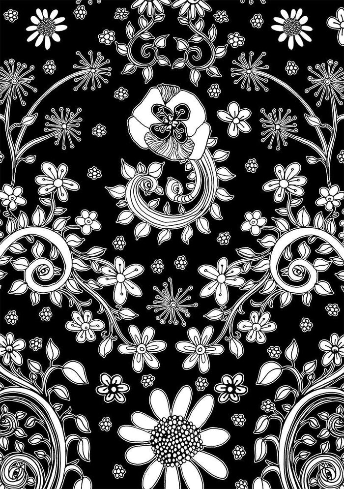 Black and white floral throw pillow