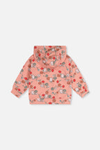 French Terry Hooded Cardigan Pink Cat Print-3