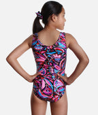 Girl's Sleeveless Gymnastics Leotard, Abstract Vibe - 7822 (EMOTION)