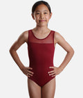 Girls Dance Leotard, Tank Style with Mesh Neckline & Keyhole Back - SL128